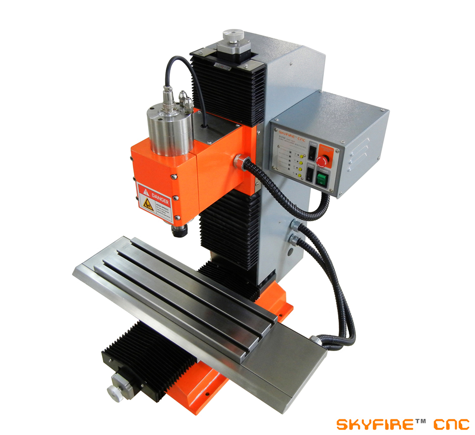 Shown here is a Skyfire SVM-0 CNC milling machine. It has linear rails from HIWIN for all three axes of motion; the ballscrews that drive the axes are P7 single or double-nut rolled or C3-class ground ballscrews.