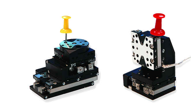 These are two of 50 different multi-axis linear and rotary positioners from Physik Instrumente (PI) in the Q-Motion piezo motor family. Their digital motion controllers and drivers come with software support, a graphical user interface, programming examples, and LabView drivers.