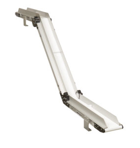 Z-Frame conveyors are designed with one or two pivot points to move product up or down to the next process.