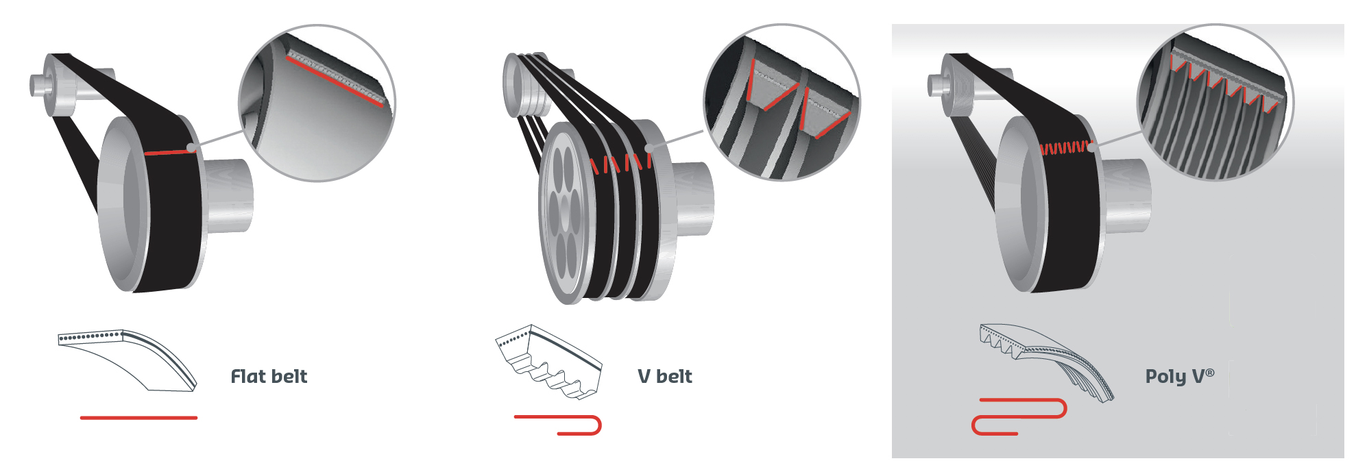 Example of a timing-belt layout for industrial applications